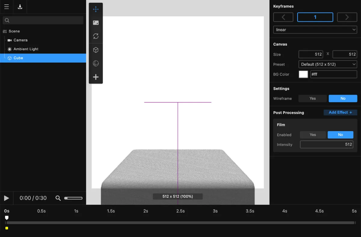 A screenshot of Vidddeo, an unreleased web-based 3D video tool.